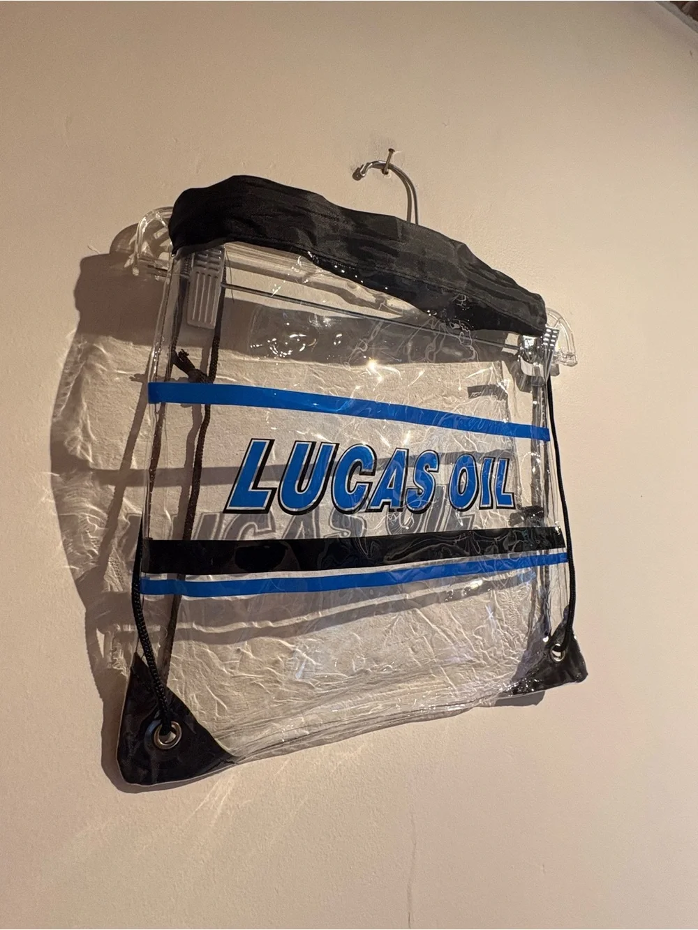 Lucas oil clear backpack
